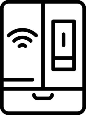 Beyaz arkaplanda Akıllı Buzdolabı simgeleri, vektör illüstrasyonu