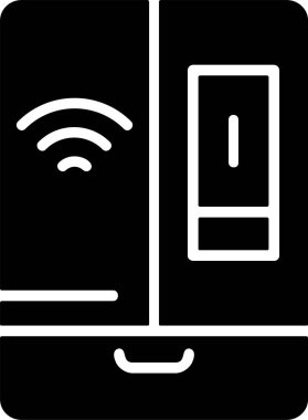 Akıllı Buzdolabı simgesi vektör çizimi 