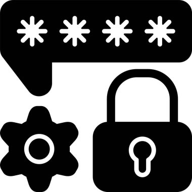 Güvenlik kilidi vektör simgesi. biçim düz sembol, siyah renk, yuvarlak açılar, beyaz arkaplan