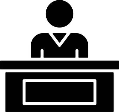 Podyum simgesi olan iş adamı, vektör illüstrasyonu