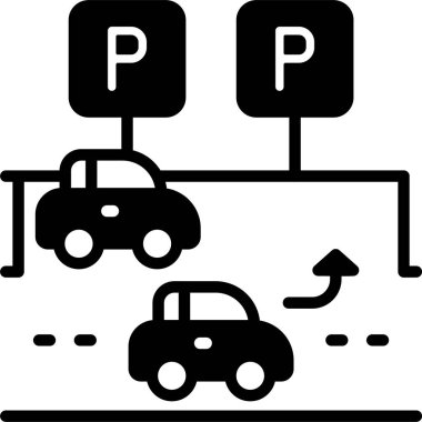 araba park simgesi, glyometrik illüstrasyon