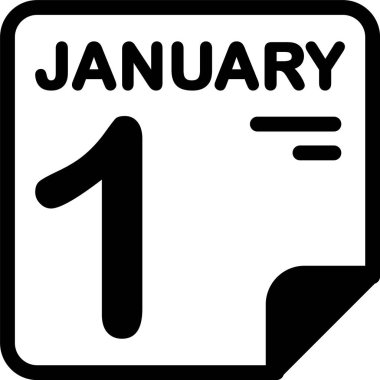 1 Ocak takvim ikonu vektör illüstrasyonu 