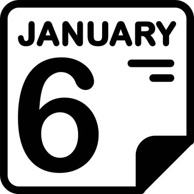 6 Ocak takvim ikonu vektör illüstrasyonu 