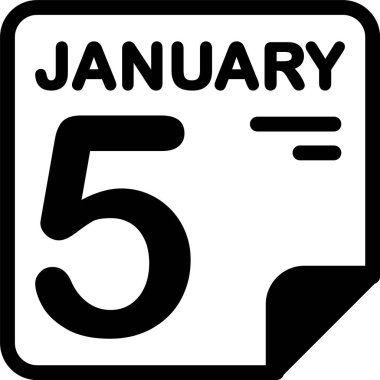 5 Ocak takvim ikonu vektör illüstrasyonu 