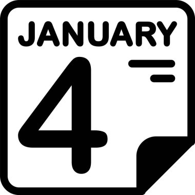 4 Ocak takvim ikonu vektör illüstrasyonu 