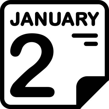 2 Ocak takvim ikonu vektör illüstrasyonu 