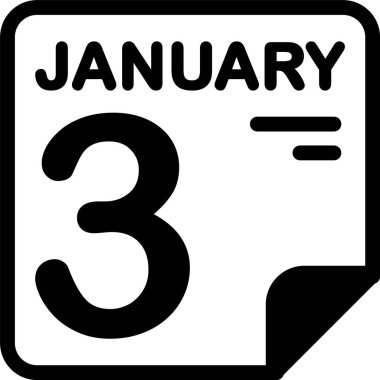 3 Ocak takvim ikonu vektör illüstrasyonu 