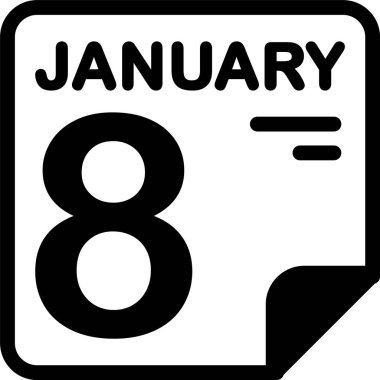 8 Ocak takvim ikonu vektör illüstrasyonu 