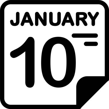 10 Ocak takvim ikonu vektör illüstrasyonu 