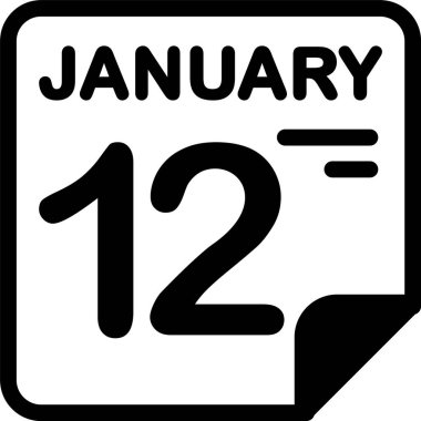 12 Ocak takvim ikonu vektör illüstrasyonu 