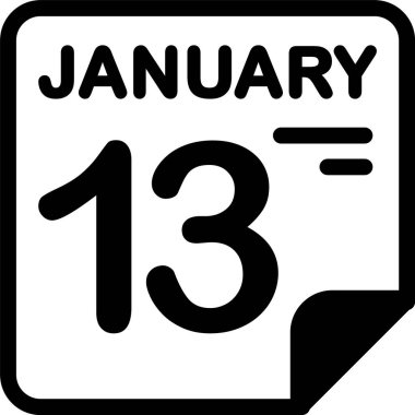 13 Ocak takvim ikonu vektör illüstrasyonu 