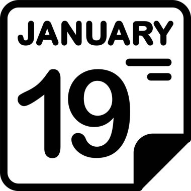 19 Ocak takvim ikonu vektör illüstrasyonu 