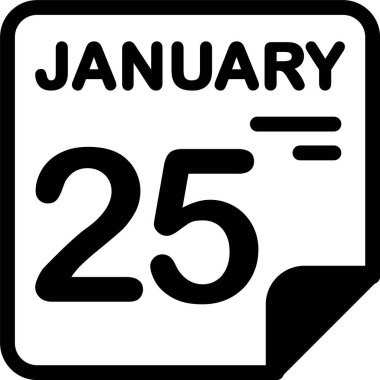 25 Ocak takvim ikonu vektör illüstrasyonu 