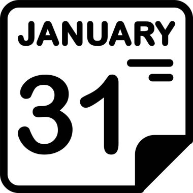 31 Ocak takvim ikonu vektör illüstrasyonu 