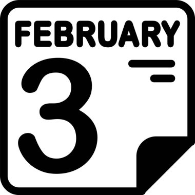 Takvim simgesi vektör illüstrasyonunda 3 Şubat 
