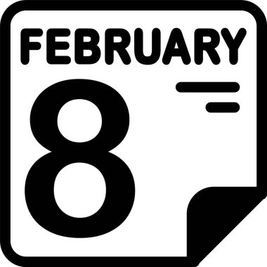 8 Şubat takvim simgesi vektör illüstrasyonunda 