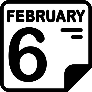 Takvim simgesi vektör illüstrasyonunda 6 Şubat 