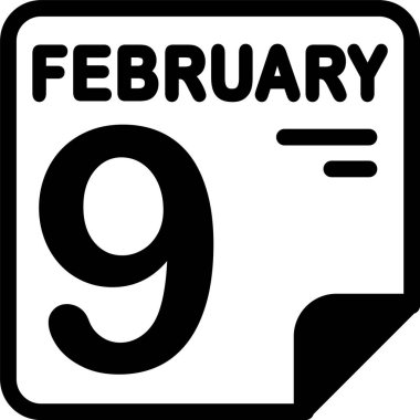 Takvim simgesi vektör illüstrasyonunda 9 Şubat 