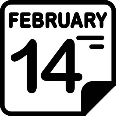 Takvim simgesi vektör illüstrasyonunda 14 Şubat 