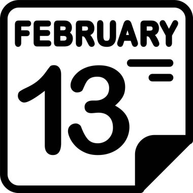 Takvim simgesi vektör illüstrasyonunda 13 Şubat 
