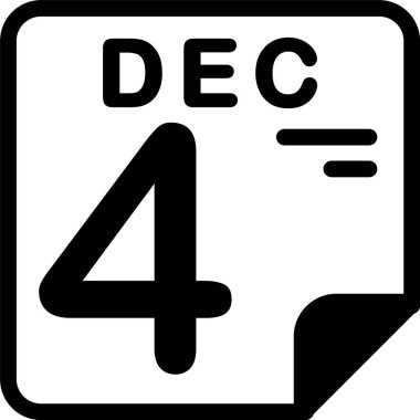4 Aralık takvim simgesi vektör illüstrasyonuName 
