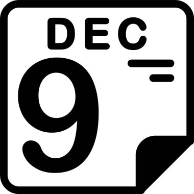 9 Aralık takvim simgesi vektör illüstrasyonu 