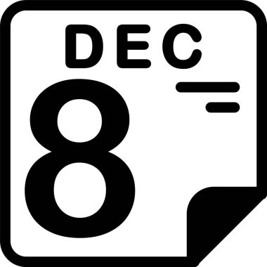 8 Aralık takvim simgesi vektör illüstrasyonuName 