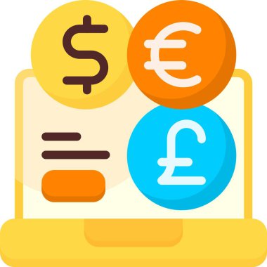 Çoklu Para Birimi Web simgesi vektör illüstrasyonu