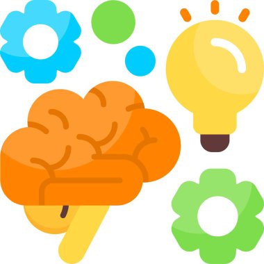 Fikir Ampulü Beyin Ağı ikon vektör çizimi