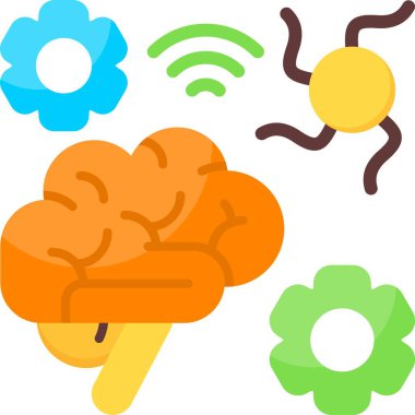  Beyin Sinyali Web simgesi vektör illüstrasyonu