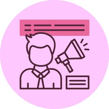 Pembe arka planda Çalışanlarla İlişki simgesi, vektör illüstrasyonu  