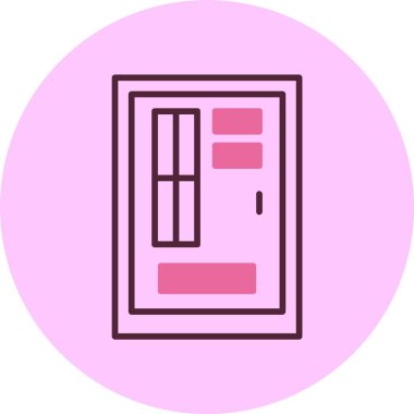 Pembe arkaplanda arka kapı simgesi, vektör illüstrasyonu  