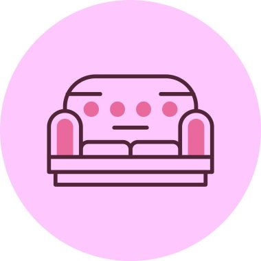 Pembe arkaplanda koltuk simgesi, vektör illüstrasyonu  