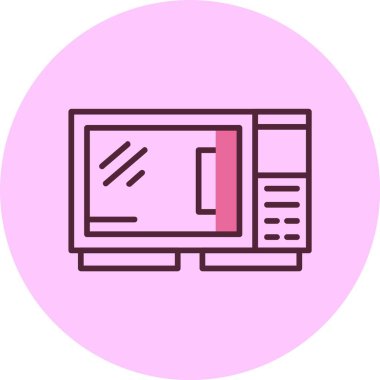 Pembe arkaplanda fırın simgesi, vektör illüstrasyonu  