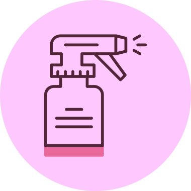 Pembe arkaplanda temizlik spreyi simgesi, vektör illüstrasyonu  