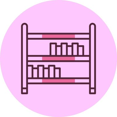 Pembe arkaplanda kitaplık simgesi, vektör illüstrasyonu  