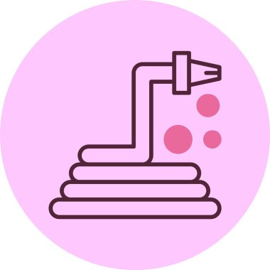 Pembe arkaplanda bahçe hortumu simgesi, vektör illüstrasyonu  