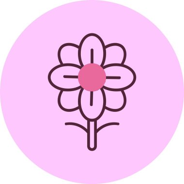 Pembe arkaplanda çiçek simgesi, vektör illüstrasyonu 