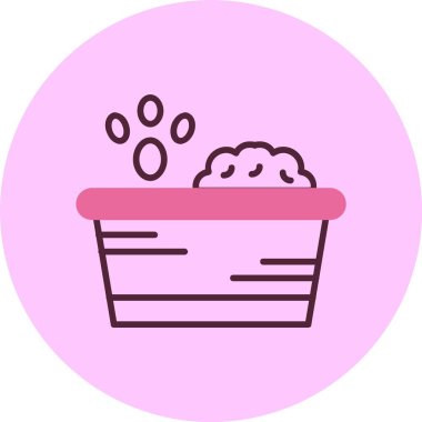 Pembe arkaplanda kedi kumu simgesi, vektör illüstrasyonu 