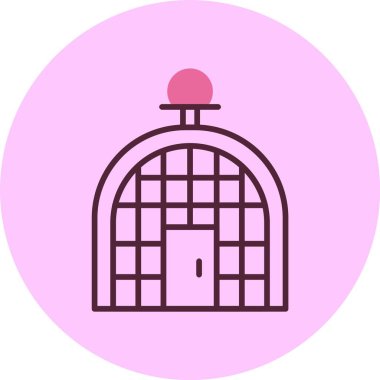 Pembe arkaplanda kuş kafesi simgesi, vektör illüstrasyonu 