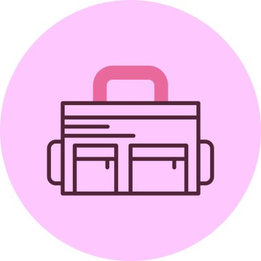 Pembe arkaplanda bez çantası simgesi, vektör illüstrasyonu 