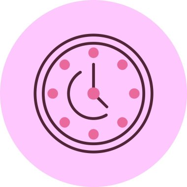 Pembe arkaplanda saat simgesi, vektör illüstrasyonu 