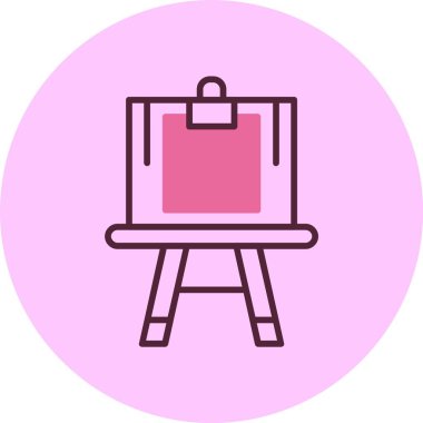 Pembe arkaplanda Easel simgesi, vektör illüstrasyonu 
