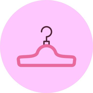 Pembe arka planda elbise askısı simgesi, vektör illüstrasyonu 