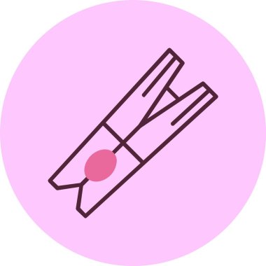 Pembe arkaplanda Clothespin simgesi, vektör illüstrasyonu 