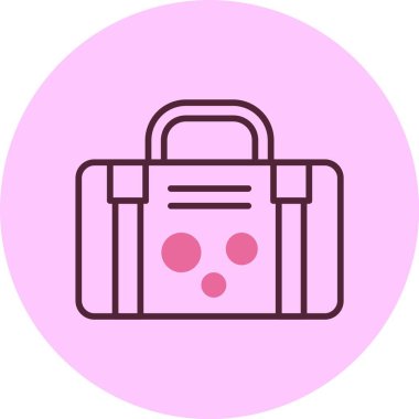 Pembe arkaplanda bavul simgesi, vektör illüstrasyonu 