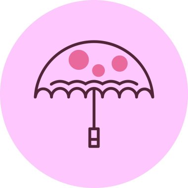 Pembe arkaplanda şemsiye simgesi, vektör illüstrasyonu 
