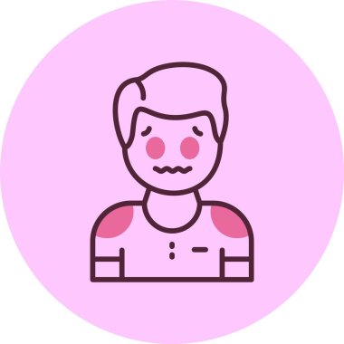 Pembe arka planda tiksindirici adam simgesi, vektör illüstrasyonu 