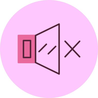 Pembe arkaplanda sessiz simge, vektör illüstrasyonu 