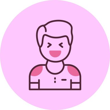 Pembe arkaplanda eğlence adamı simgesi, vektör illüstrasyonu 